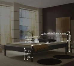 Wohnen Jugendbetten*Metallbett Rebeca in Dunkelgrau