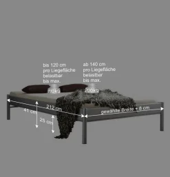 Wohnen Metallbett Valeria in Grau