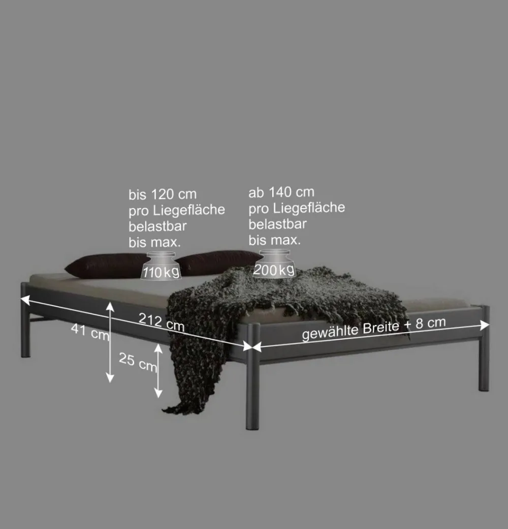 Wohnen Metallbett Valeria in Grau