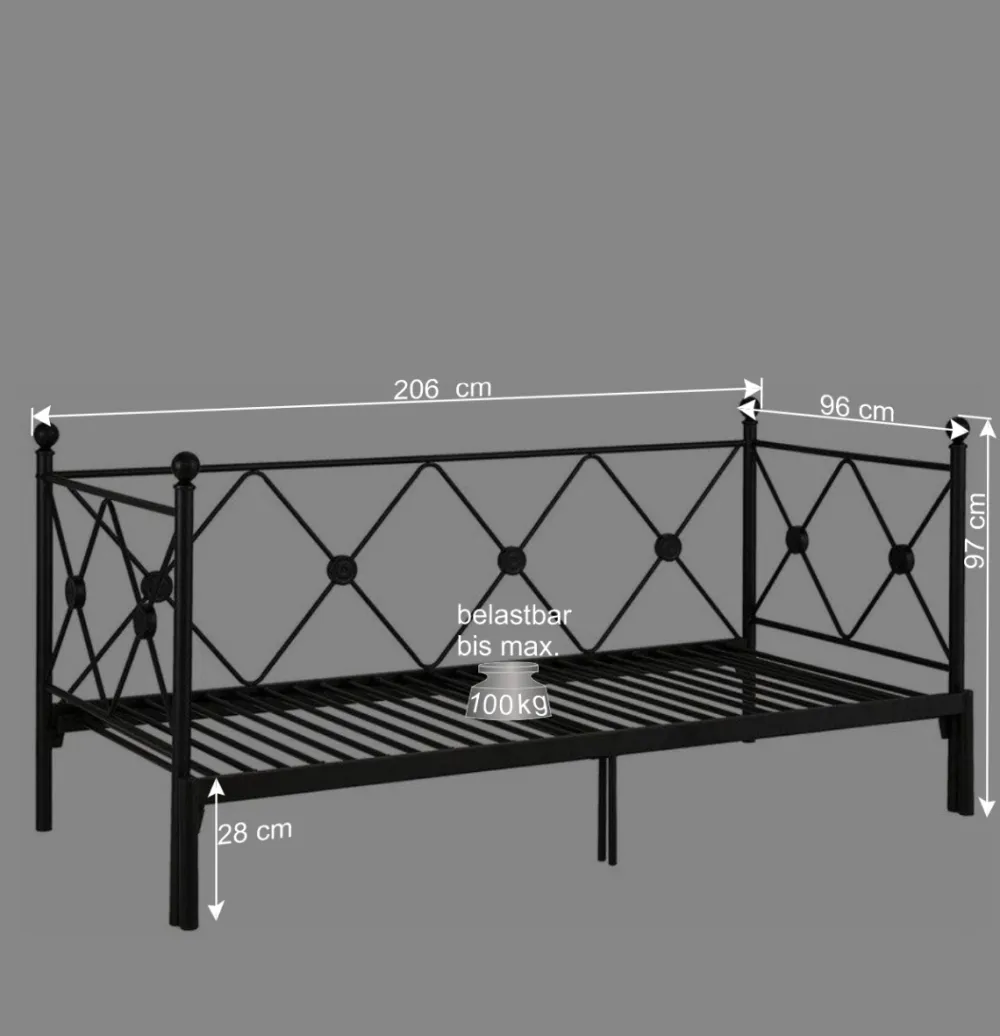 Wohnen Vintage Möbel*Metallbett zum Ausziehen im Vintage Look - Vrony