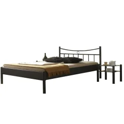 Wohnen Jugendbetten*Metall-Doppelbett Looks in Schwarz (dreiteilig)