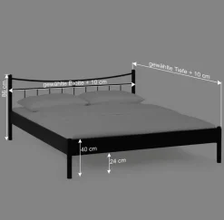 Wohnen Jugendbetten*Metall-Doppelbett Looks in Schwarz (dreiteilig)