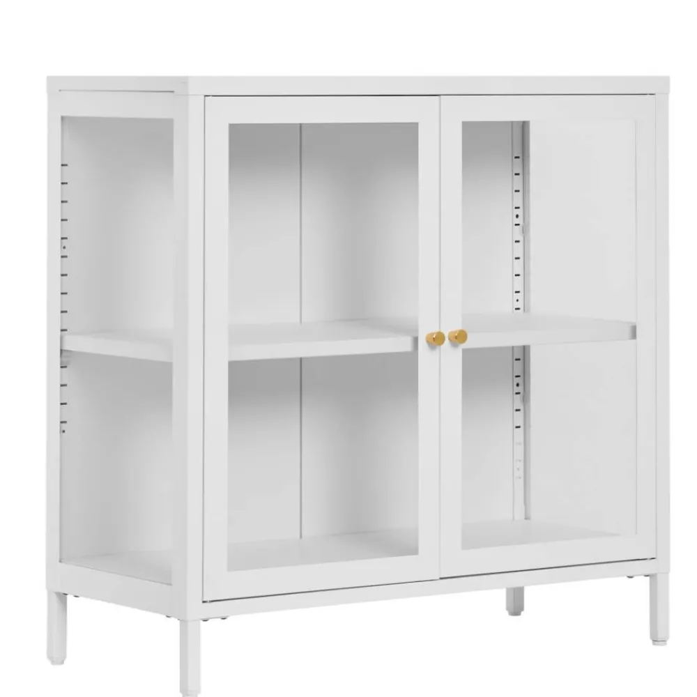 Wohnen Metall-Vitrinen-Kommode in Weiß - Lititia