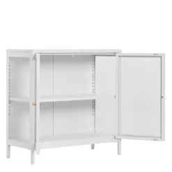 Wohnen Metall-Vitrinen-Kommode in Weiß - Lititia
