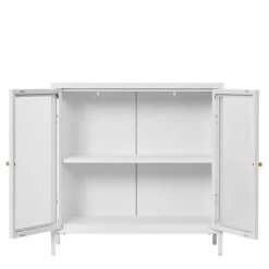 Wohnen Metall-Vitrinen-Kommode in Weiß - Lititia