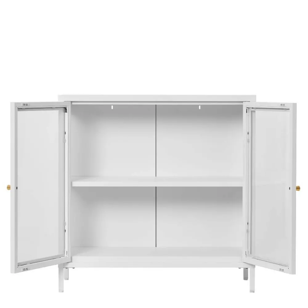 Wohnen Metall-Vitrinen-Kommode in Weiß - Lititia