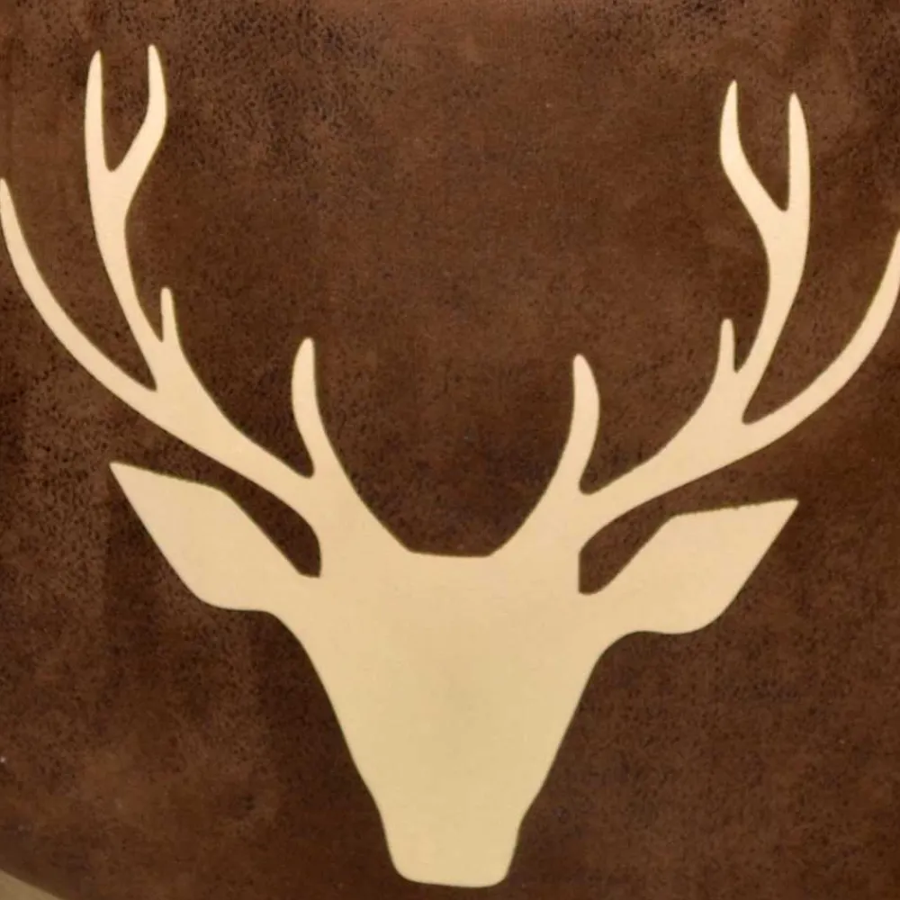 Wohnen Microfaser Hocker in Braun mit Hirsch Kopf - Arnhild