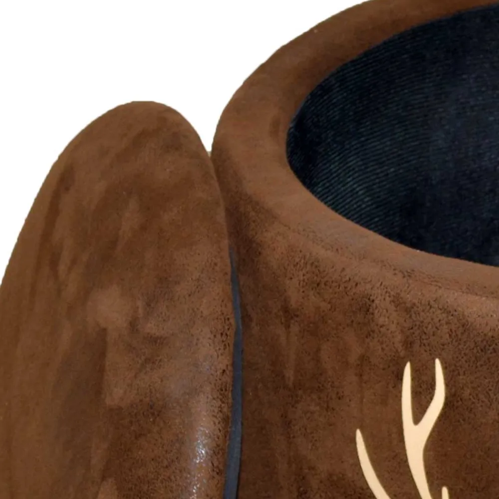 Wohnen Microfaser Hocker in Braun mit Hirsch Kopf - Arnhild