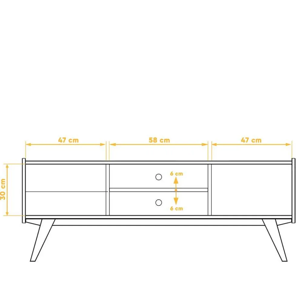 Wohnen Mid Century TV Lowboard aus Wildeiche massiv - Hardus