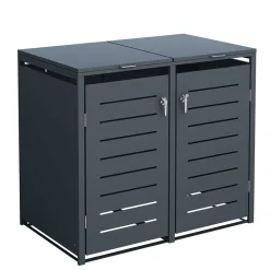 Wohnen Mülltonnenbox*Mülltonnenbox in Anthrazit für zwei Tonnen - Rovert