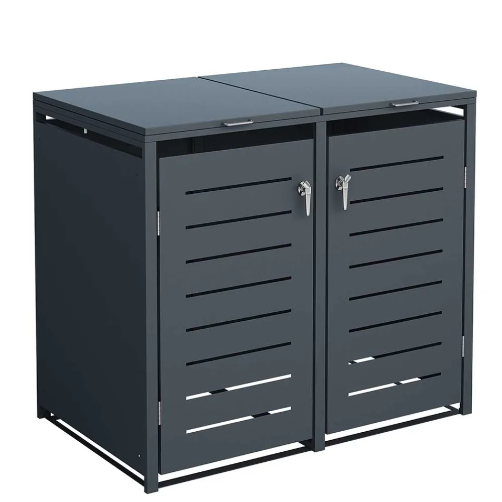 Wohnen Mülltonnenbox*Mülltonnenbox in Anthrazit für zwei Tonnen - Rovert