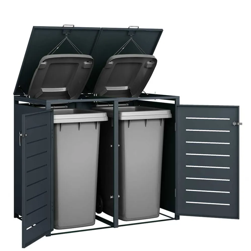 Wohnen Mülltonnenbox*Mülltonnenbox in Anthrazit für zwei Tonnen - Rovert