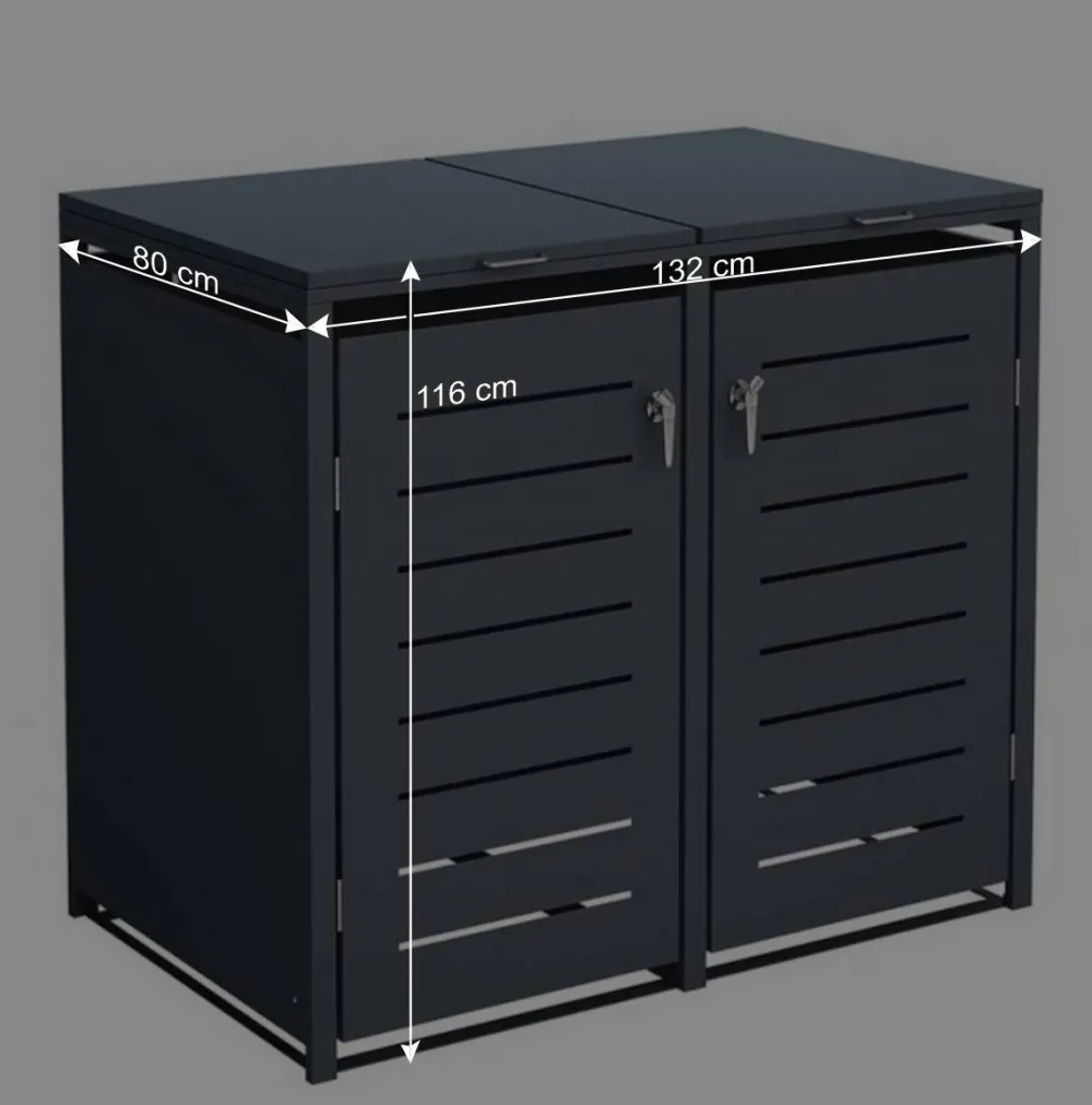 Wohnen Mülltonnenbox*Mülltonnenbox in Anthrazit für zwei Tonnen - Rovert