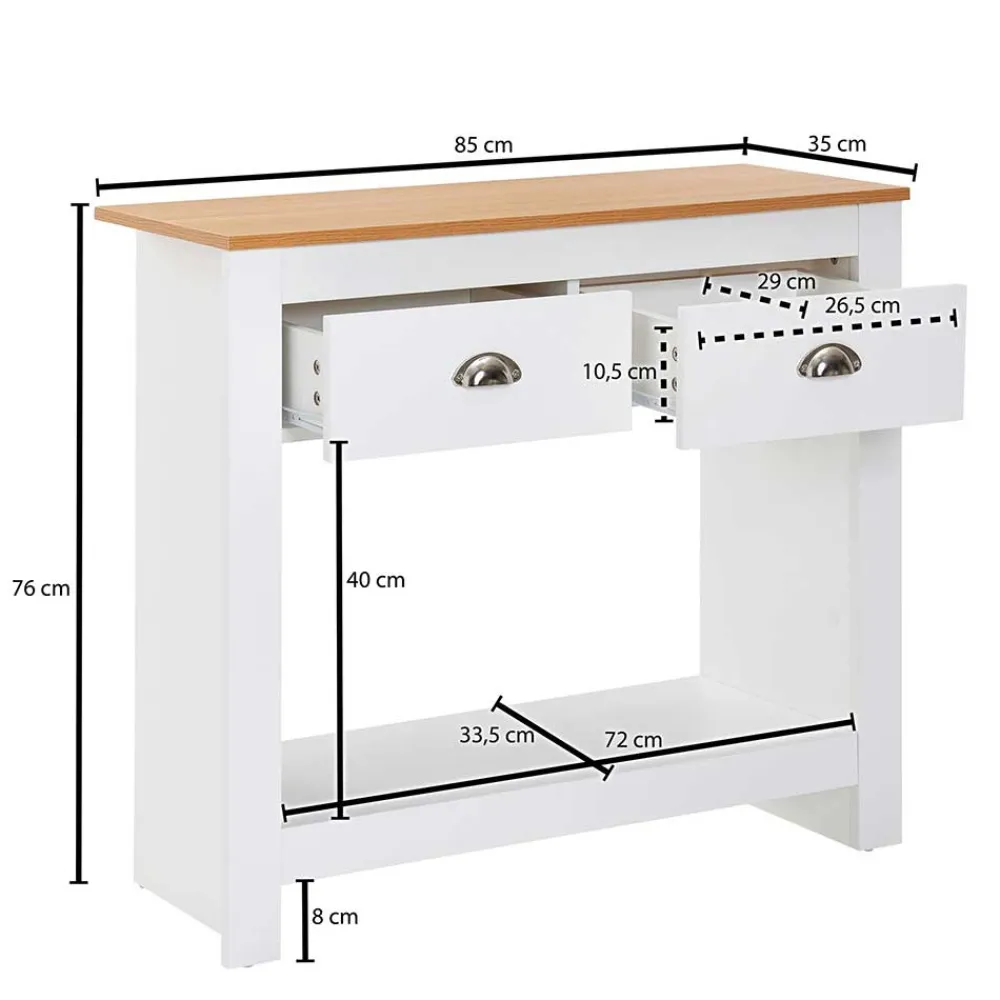 Wohnen Telefontische*Modern Country Konsolentisch mit Schubladen - Intora