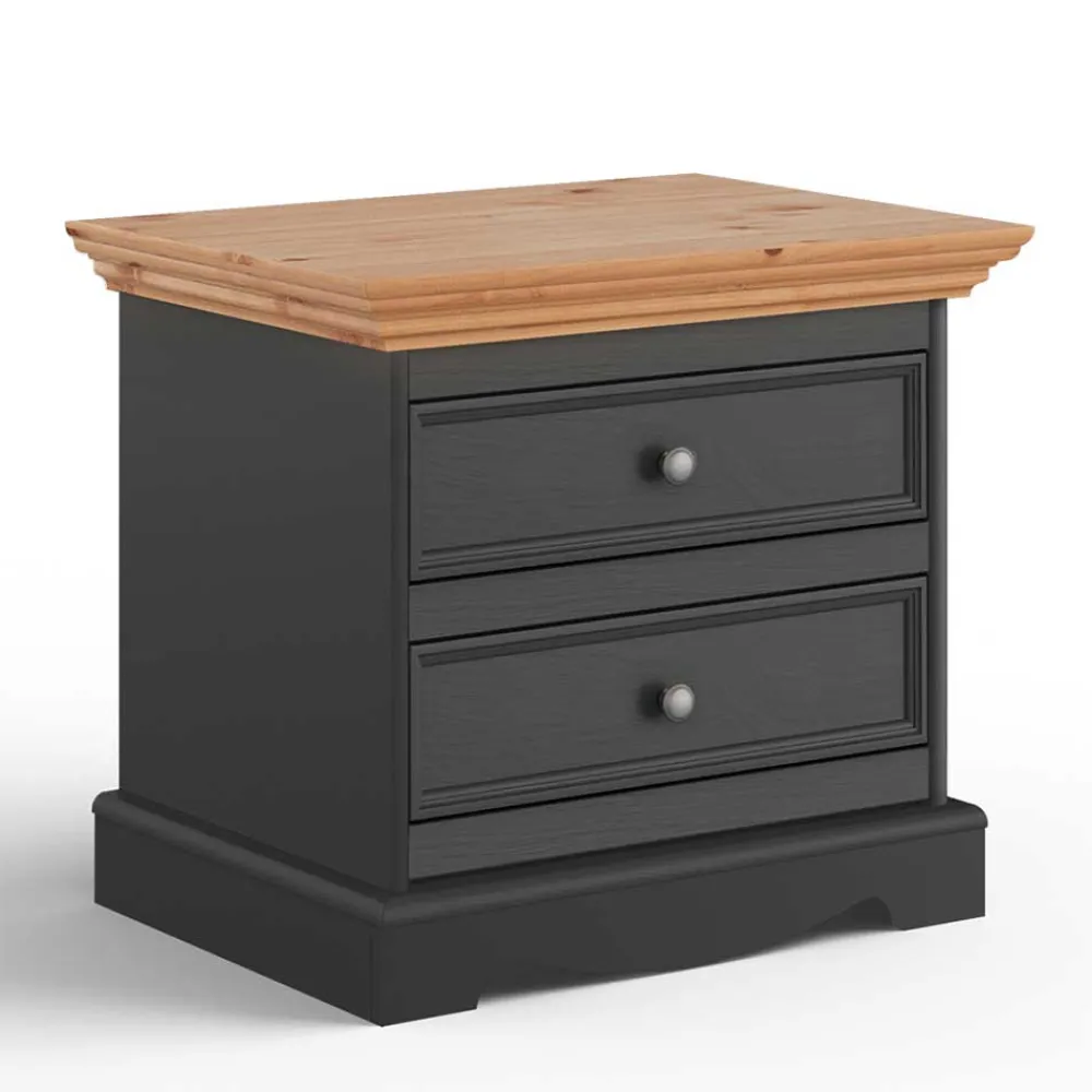 Wohnen Landhausmöbel|Nachttische*Modern Country Nachtkommode in Grau & Kiefer - Eromsia