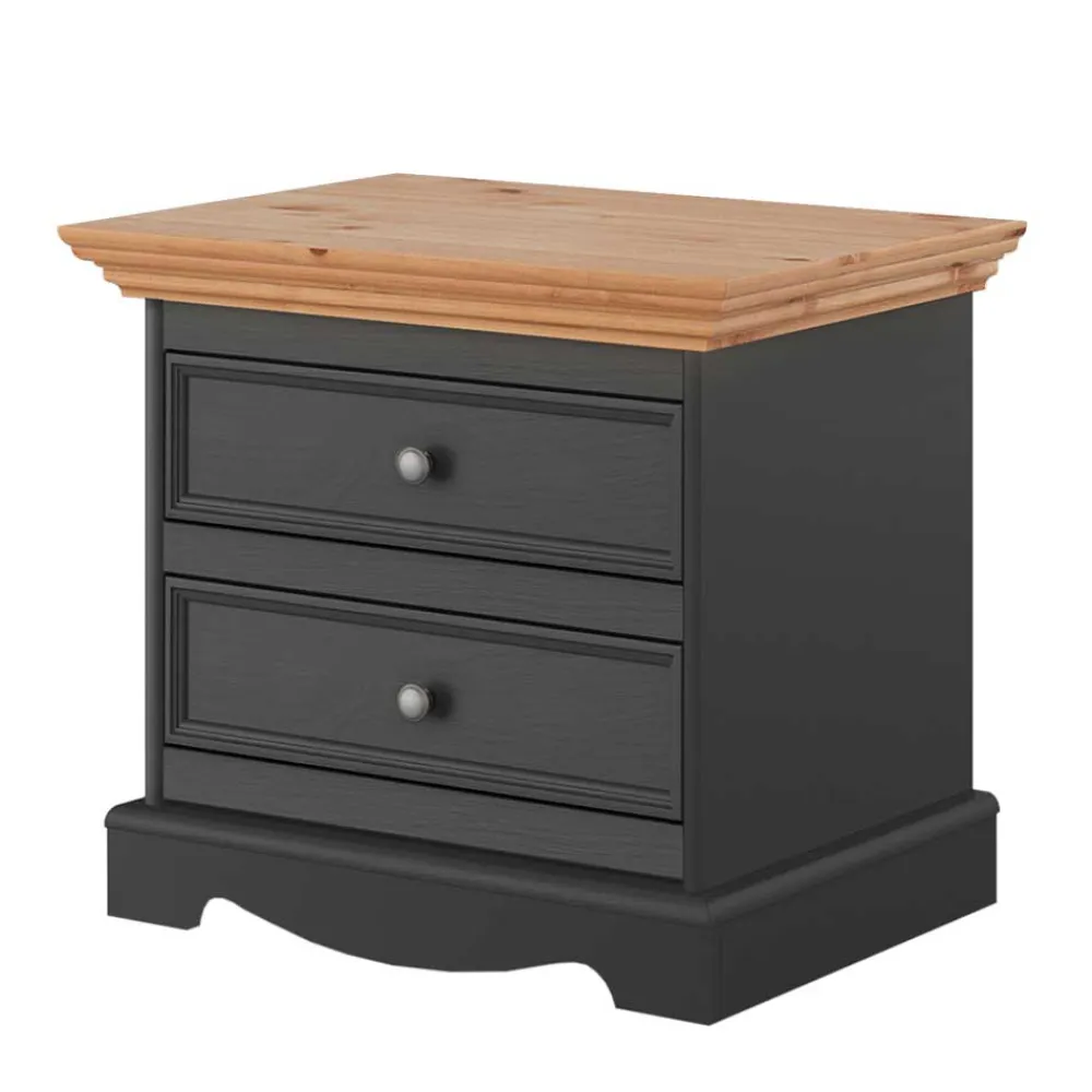 Wohnen Landhausmöbel|Nachttische*Modern Country Nachtkommode in Grau & Kiefer - Eromsia