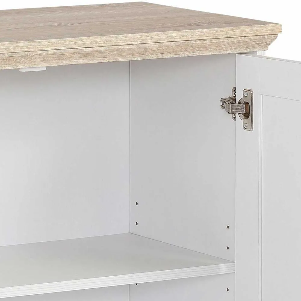 Wohnen Modern Country Türen-Kommode in Weiß & Eiche - Akedra