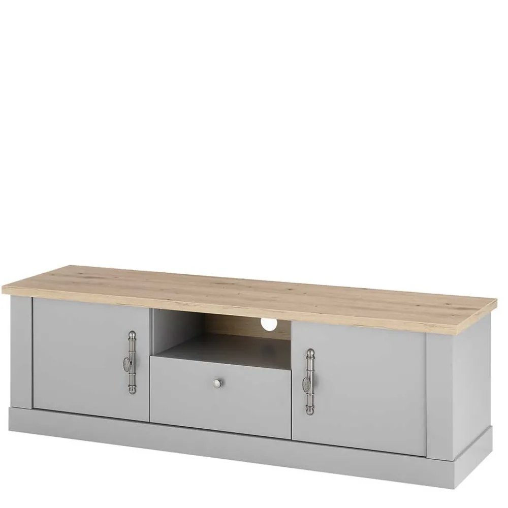 Wohnen Landhausmöbel|Tv & Hifi-Möbel*Modern Country TV Board in Lichtgrau & Eiche - Buleta