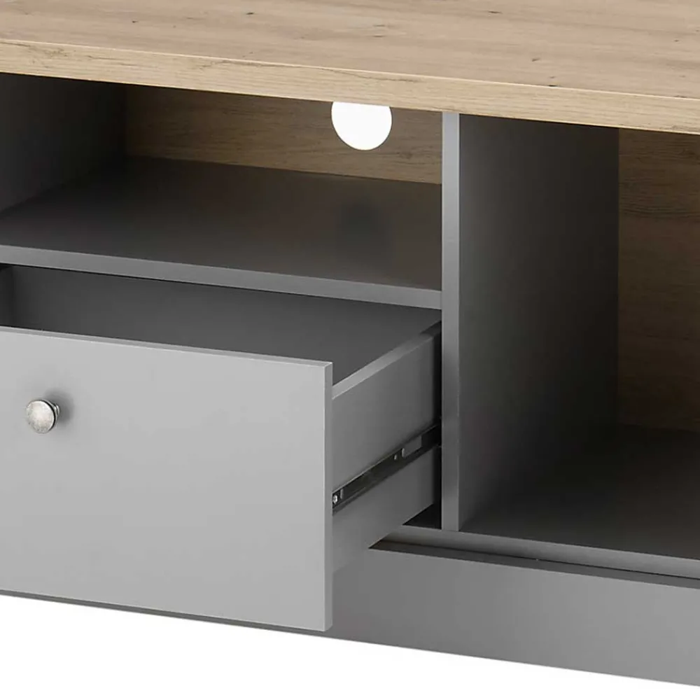 Wohnen Landhausmöbel|Tv & Hifi-Möbel*Modern Country TV Board in Lichtgrau & Eiche - Buleta