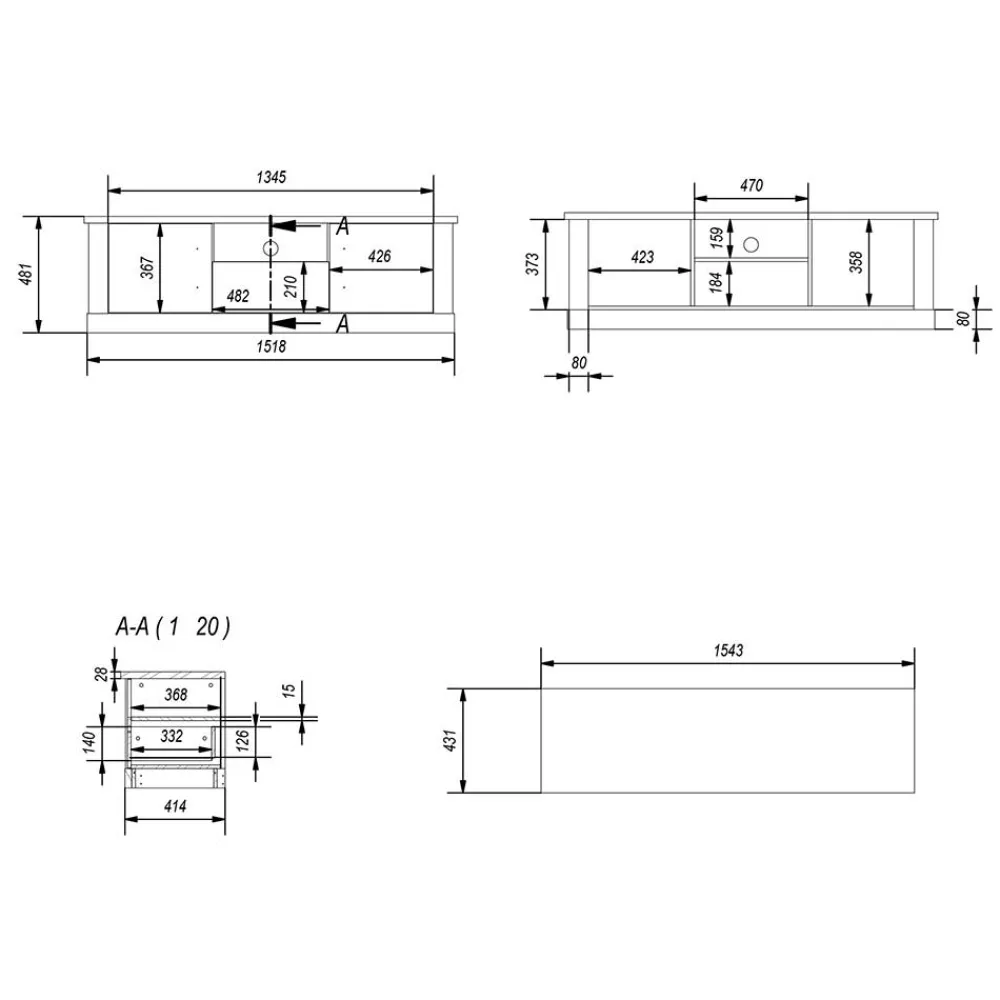 Wohnen Landhausmöbel|Tv & Hifi-Möbel*Modern Country TV Board in Lichtgrau & Eiche - Buleta