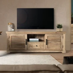 Wohnen Modern Country TV Board mit Lamellentüren - Muray