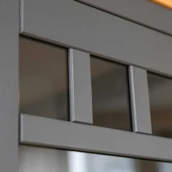 Wohnen Massivholzmöbel|Esszimmer-Vitrinen*Modern Country Vitrinenschrank in Grau & Kiefer - Eromsia