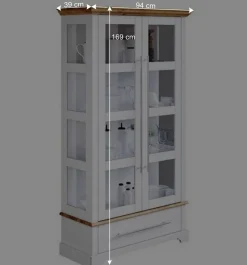 Wohnen Vitrinen|Wohnzimmer-Vitrinen*Modern Country Vitrinenschrank zweifarbig - Eyzaco