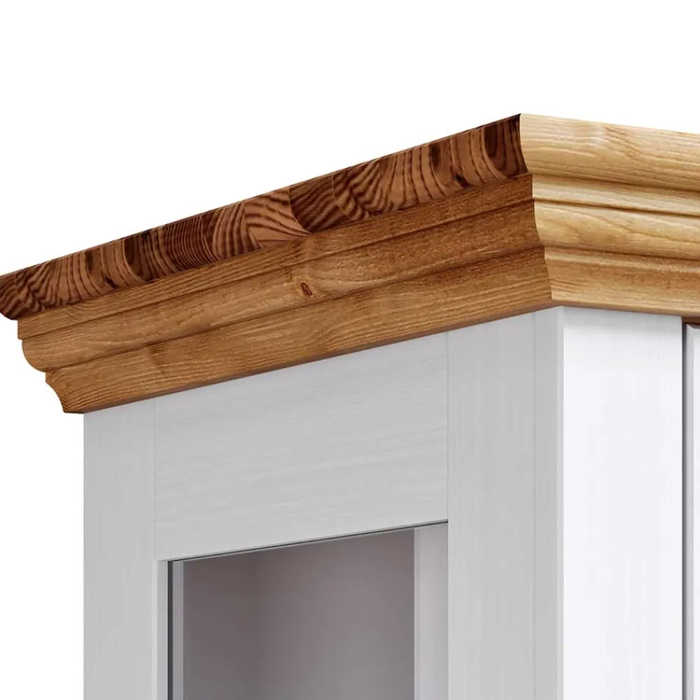 Wohnen Vitrinen|Wohnzimmer-Vitrinen*Modern Country Vitrinenschrank zweifarbig - Eyzaco