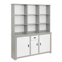 Wohnen Moderne Anrichte mit Regal in Weiß & Grau - Lurgeno