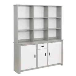 Wohnen Moderne Anrichte mit Regal in Weiß & Grau - Lurgeno
