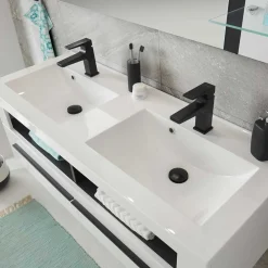 Wohnen Weiße Möbel|Glasmöbel*Moderne Badmöbel im Set - Ingmesan (vierteilig)