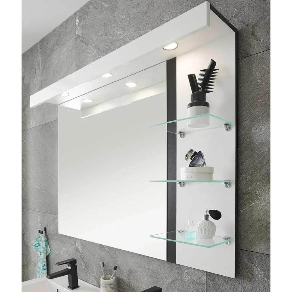 Wohnen Weiße Möbel|Glasmöbel*Moderne Badmöbel im Set - Ingmesan (vierteilig)