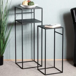 Wohnen Moderne Blumensäulen in Schwarz - Foahala (zweiteilig)