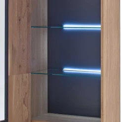 Wohnen Esszimmer-Vitrinen*Moderne Echtholz Vitrine aus Eiche Massivholz - Assela