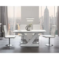 Wohnen Küchen-Essgruppen|Esszimmer Komplett*Moderne Esszimmer Gruppe in Weiß - Colosses (fünfteilig)