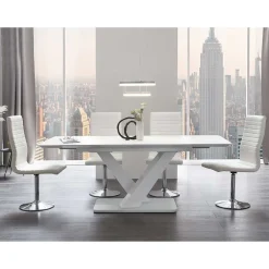 Wohnen Küchen-Essgruppen|Esszimmer Komplett*Moderne Esszimmer Gruppe in Weiß - Colosses (fünfteilig)