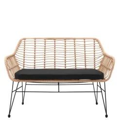 Wohnen Moderne Geflechtbank aus Kunstrattan & Metall - Prismo