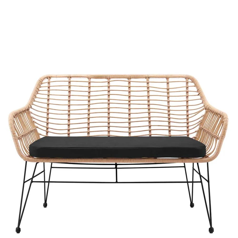 Wohnen Moderne Geflechtbank aus Kunstrattan & Metall - Prismo