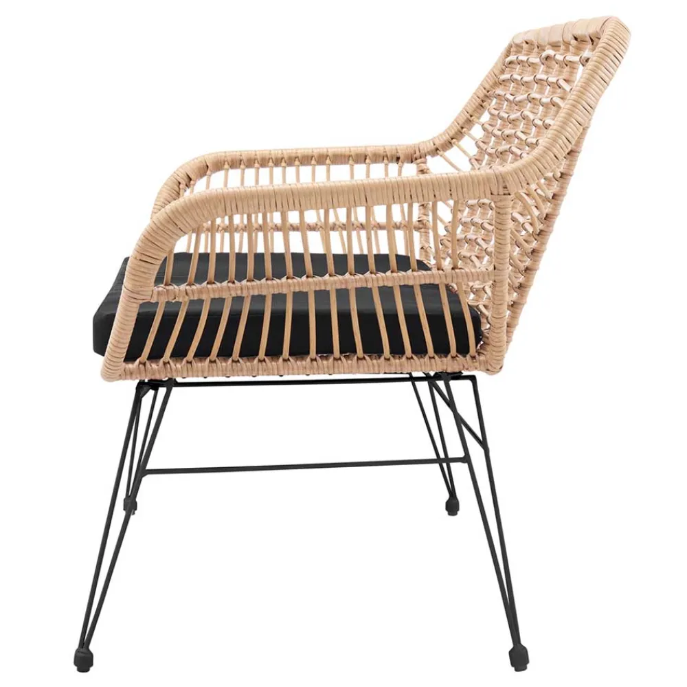 Wohnen Moderne Geflechtbank aus Kunstrattan & Metall - Prismo