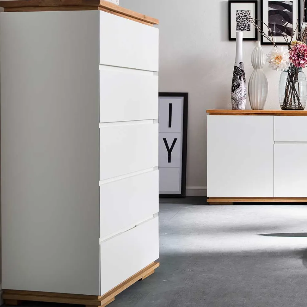 Wohnen Moderne Hochkommode in Weiß - Vangels