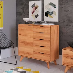 Wohnen Moderne Holzkommode aus Kernbuche massiv - Junola