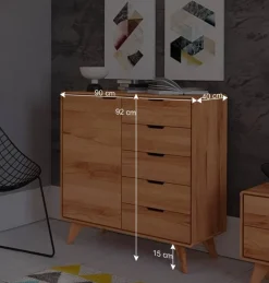 Wohnen Moderne Holzkommode aus Kernbuche massiv - Junola