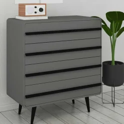 Wohnen Moderne Kommode in Grau mit Schwarz - Pavias