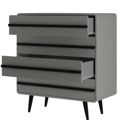 Wohnen Moderne Kommode in Grau mit Schwarz - Pavias