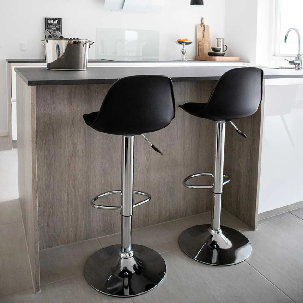 Wohnen Moderne Kunstleder Barstühle in Schwarz - Ekino (2er Set)