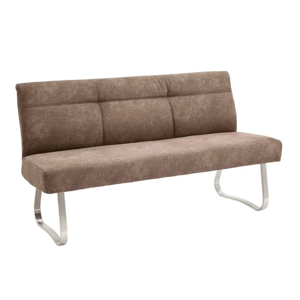 Wohnen Moderne Polsterbank mit Edelstahl Gestell - Rund