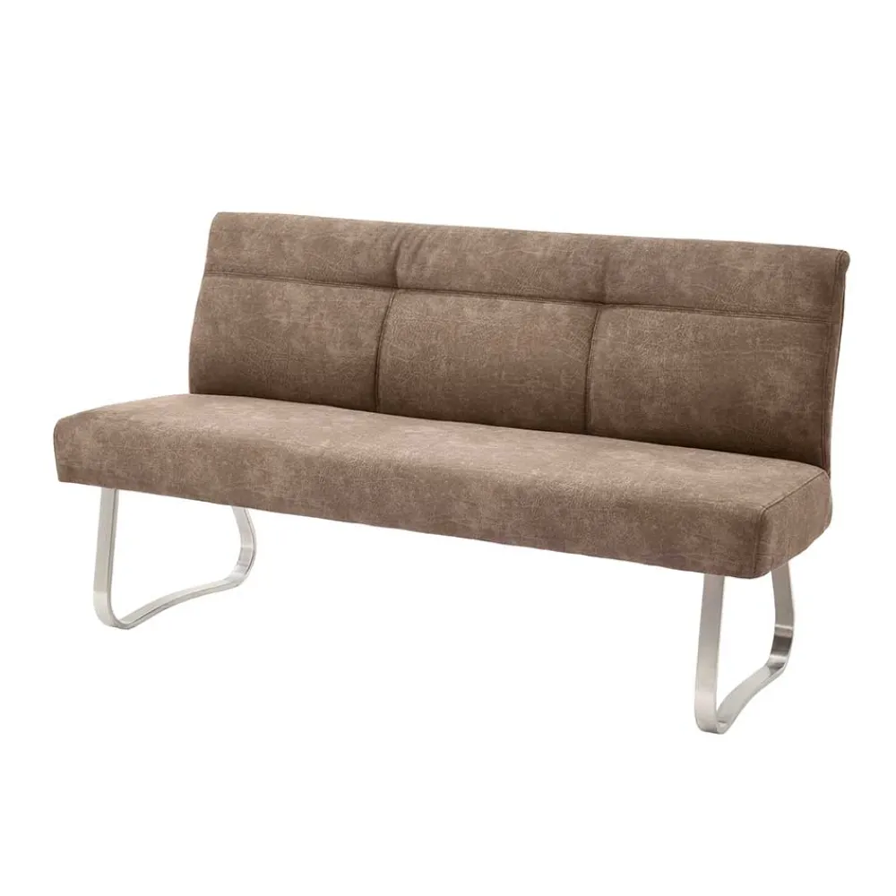 Wohnen Moderne Polsterbank mit Edelstahl Gestell - Rund