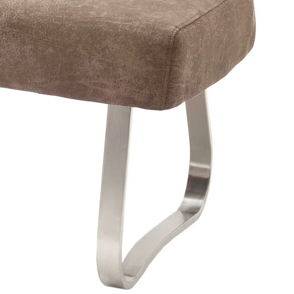 Wohnen Moderne Polsterbank mit Edelstahl Gestell - Rund