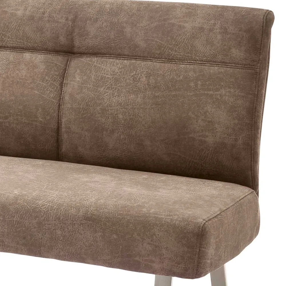 Wohnen Moderne Polsterbank mit Edelstahl Gestell - Rund