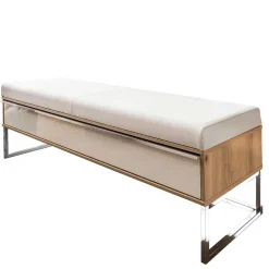 Wohnen Moderne Schlafzimmerbank mit Kunstleder Beige - Crascanu